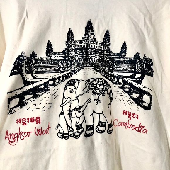 Angkor Wat Cambodia Scoop Neck T Shirt elephants - Picture 3 of 4